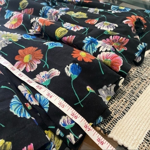 Anthropologie Moulinette Soeurs Black Floral Print Green Belt Sleeveless Dress - Picture 13 of 15